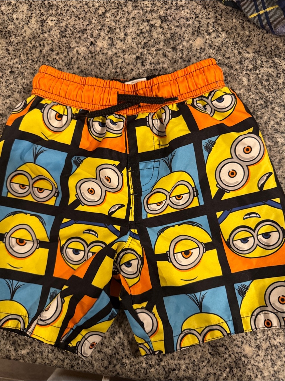 Kids' Cartoon Minion Swim Trunks - Yellow, Orange, Blue